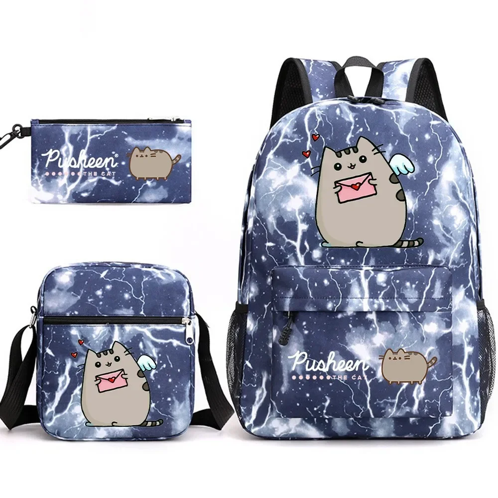 2024 New Fat Cat Cartoon Peripheral Leisure Schoolbag Pencil Case One-Shoulder Printing Student Outdoor Campus