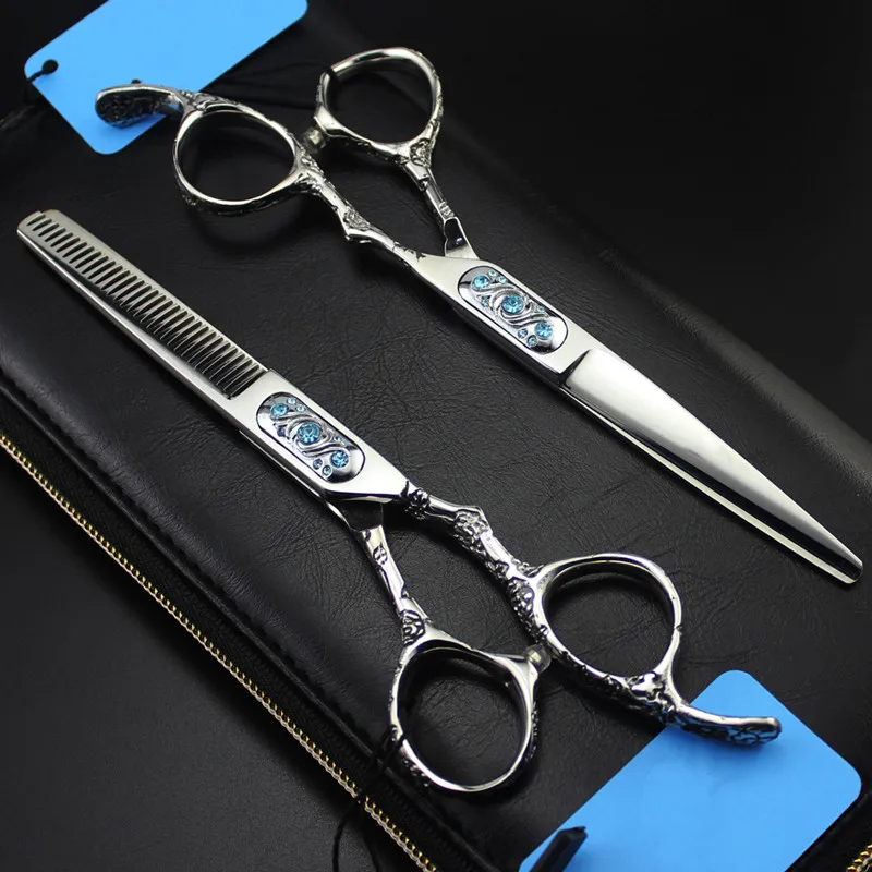 

Professional JP 440c steel 6 '' Gem scissor Rose hair scissors haircut thinning barber makas cutting shears hairdresser scissors