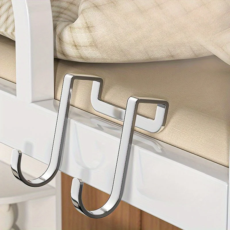 Stainless Steel Hook Double S-Shape Hook Kitchen Bathroom Cabinet Door Back Type Coat Towel Storage Hanger 8Pcs