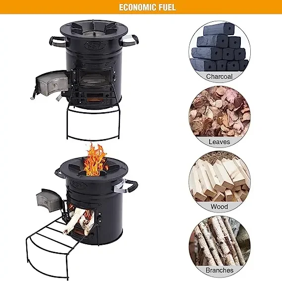 Portable Tent Stove Outdoor Hiking Wooden Burned Quick Release Backpacking Titanium Color Tent Stove Camping Hiking Tools
