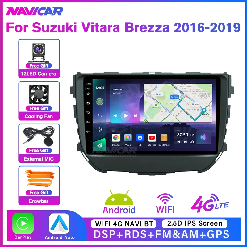 

Автомагнитола NAVICAR 2Din с сенсорным экраном для Suzuki Vitara Brezza 2016-2019 Android 10 Carplay стерео приемник Android Авторадио