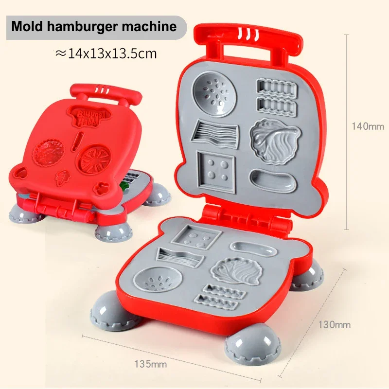 Mini Clay Plasticine Hamburger Machine Mold DIY Children's Play House Educational Plasticine Clay Tool 6