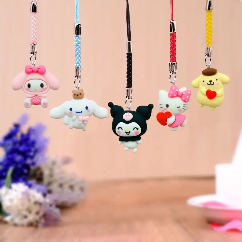 

Брелок Hello Kitty Kuromi Melody Cinnamoroll Lanyard, аниме Sanrio мобильный телефон, аксессуары для рюкзака, подвеска для девушки, ювелирные изделия, подарок
