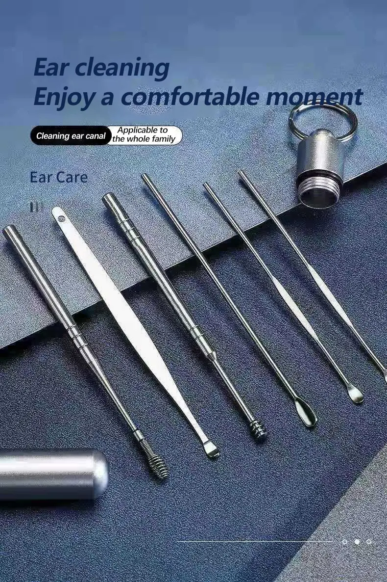 Description Picture 2 of itemfor Baby Adults Ear Care Set 6Pcs Ear Wax Remover Cleaning Kit Pickers Ear Pick Earwax Cleaner Curette Spoon Care Removal Tool