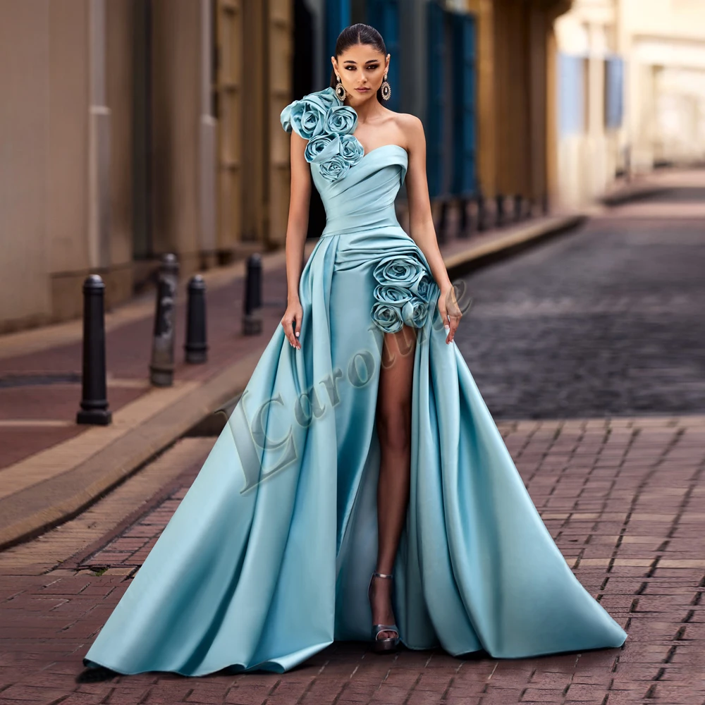 Womens Dress 3D Flowers Celebrity Graduation Gown