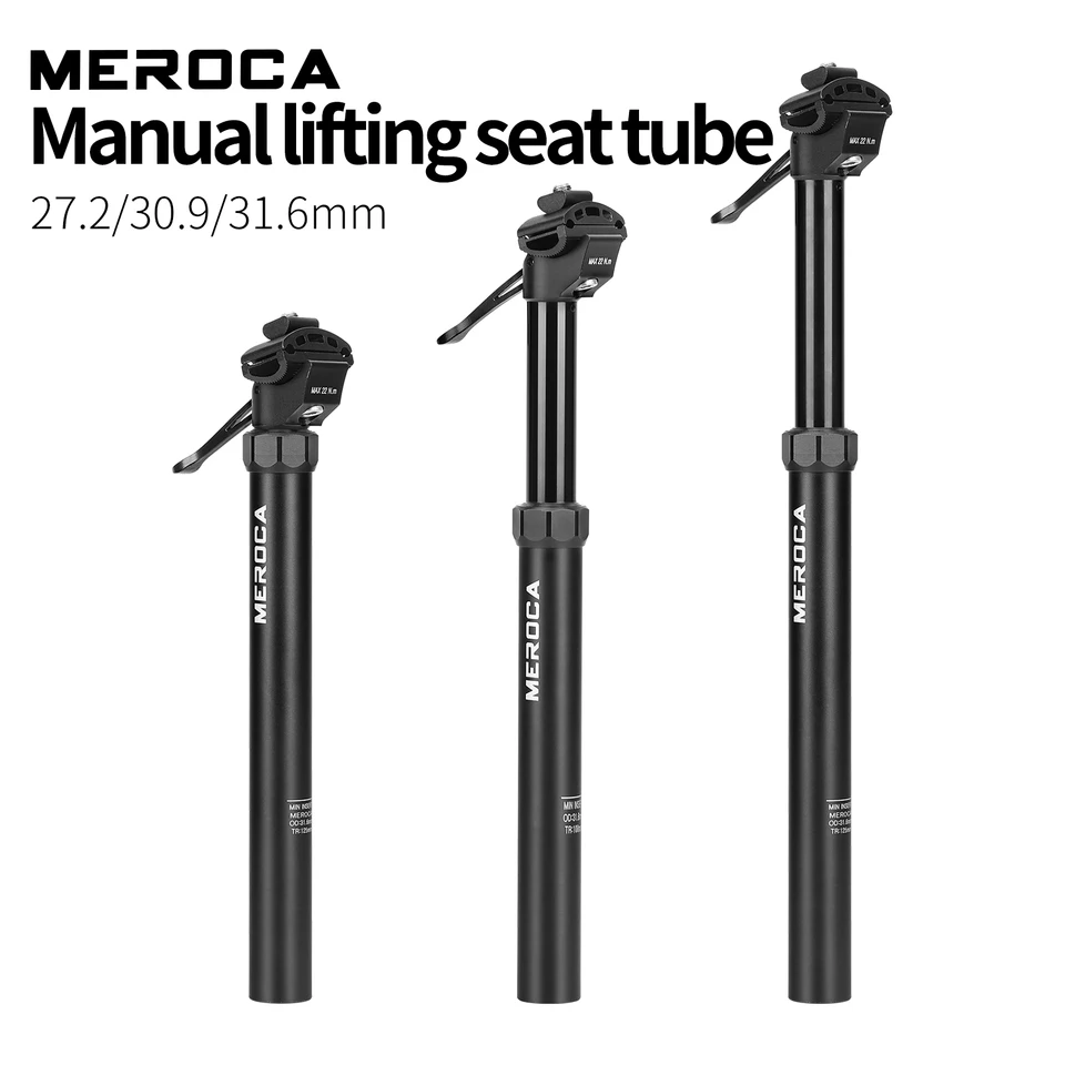 Manual Dropper Lift Bicycle Seat Post - 30.9/31.6mm X 375mm Adjustable Seatpost For MTB & Road Bikes