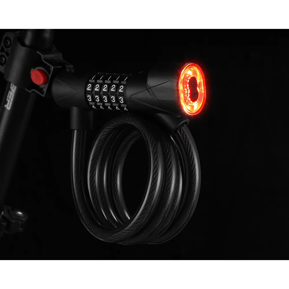 New bicycle taillight steel cable password lock detachable charging waterproof warning light mountain road cycling_voghion.com