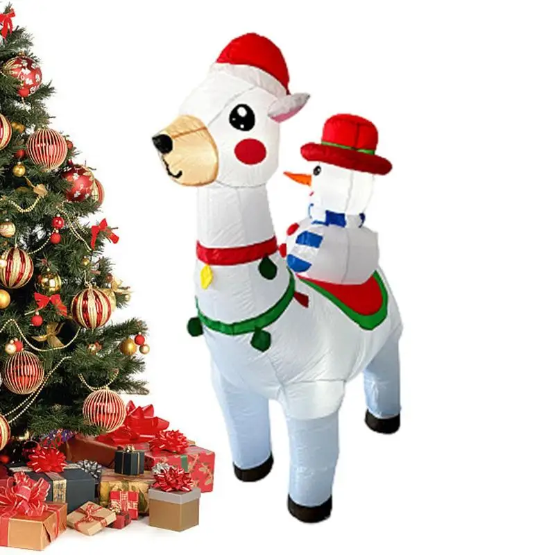 

Christmas Inflatables Outdoor Decorations 6FT Cute Inflatable Snowman Riding Alpaca LED Inflatable Props For Outdoor Christmas