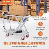 Hydraulic Lift Table Cart 500lbs Capacity 28.5" Lifting Height Manual Single Scissor Lift Table with 4 Wheels and Non-Slip Pad 2