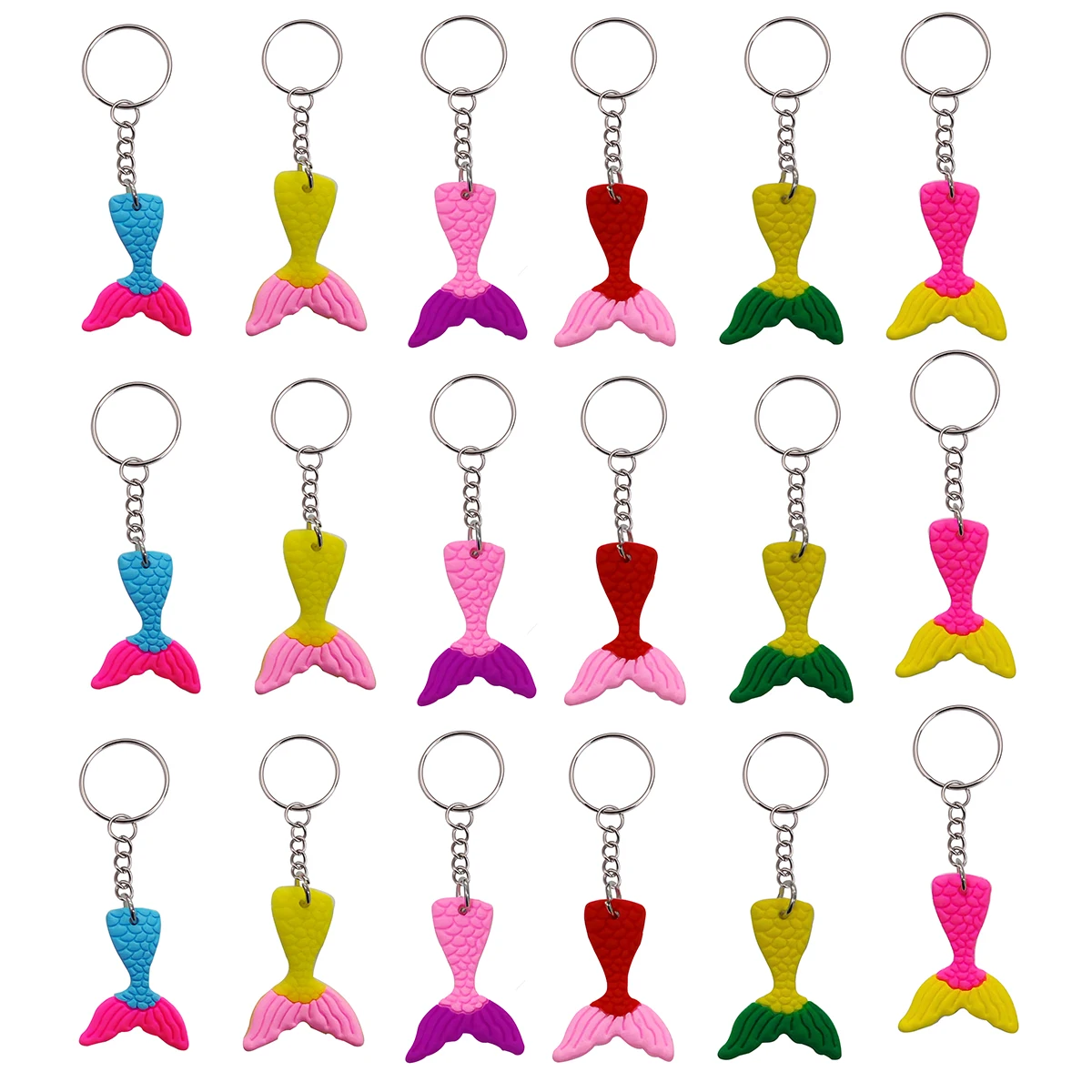 18 Stück Cartoon-Meerjungfrauenschwanz-Schlüsselanhänger, Damen-Schlüsselanhänger, modische Geldbörsen, Rucksäcke, Accessoires, ideale Urlaubsparty-Geschenke