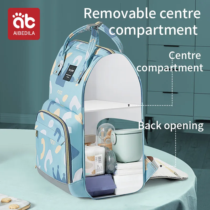 AIBEDILA Mummy Large Capacity Diaper Bag Backpack Waterproof Outdoor USB Charge Travel Diaper Maternity Baby Stroller Diaper Bag 5