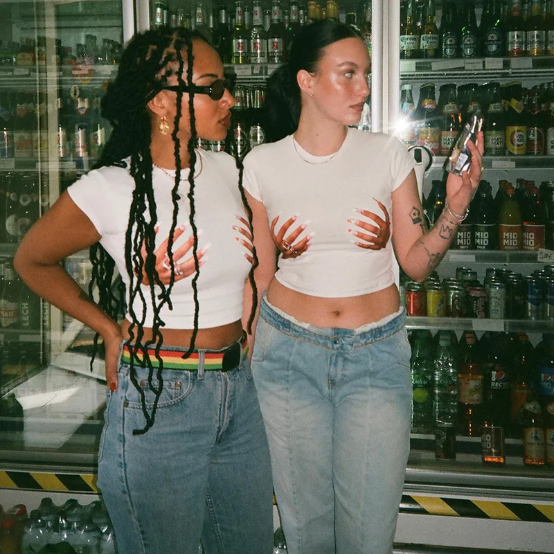 

Print Y2k Shirt Tops Women Fashion Short Shirts 2023 New Arrival Party Club Outfit Female Casual Cheap Streetwear Crop Top
