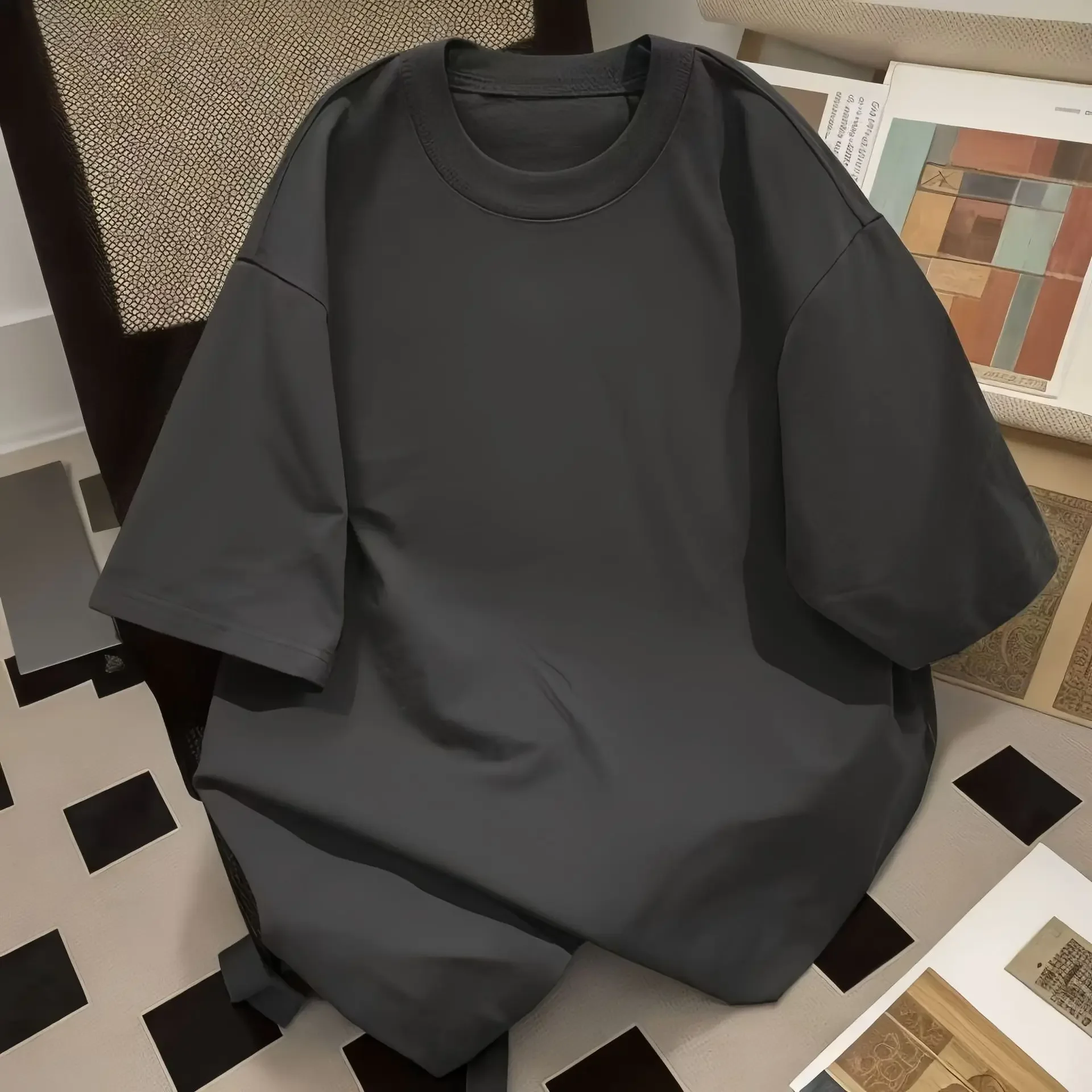 100% القطن الخالص تي شيرتات قصيرة الاكمام الرجال الصيف جديد النمط الأمريكي عادية فضفاض صالح الرجال قميص الجسم طاقم الرقبة