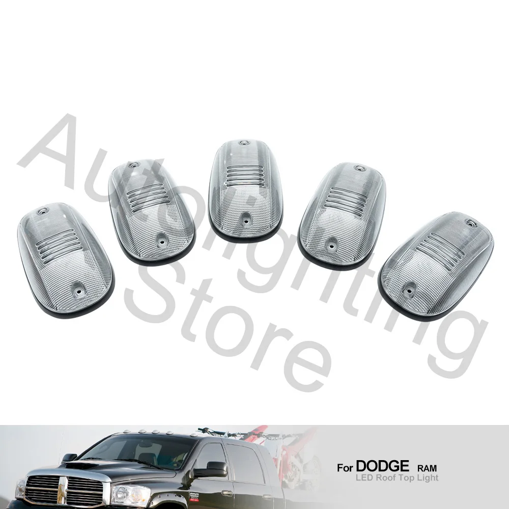 LED Cab Roof Marker Running Light Housing Set (5-Pack) – Fits 2003-2018 Dodge Ram 1500/2500/3500 (Amber)