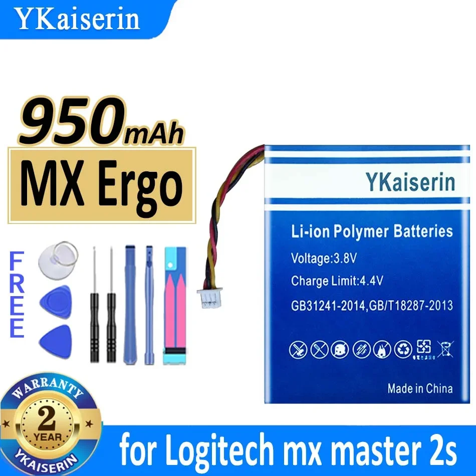 Batteria Ykaiserin Da 950Mah Mx Ergo (533-000120) Per Logitech Mx Master 2S Mx Anywhere 2 2S Anywe2 Anywhes2S Ergo Bateria