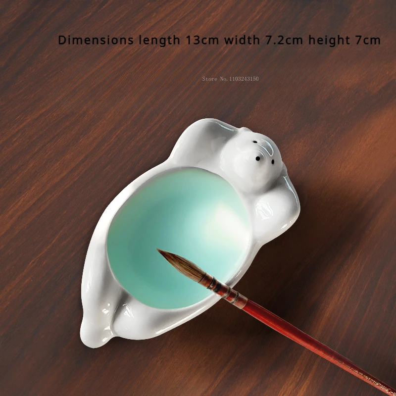 흰색 도자기 북극곰 펜 세척 펜꽂이, 수채화 미술 페인팅 도구, 팔레트 수채화 아크릴 필기 브러시 와셔