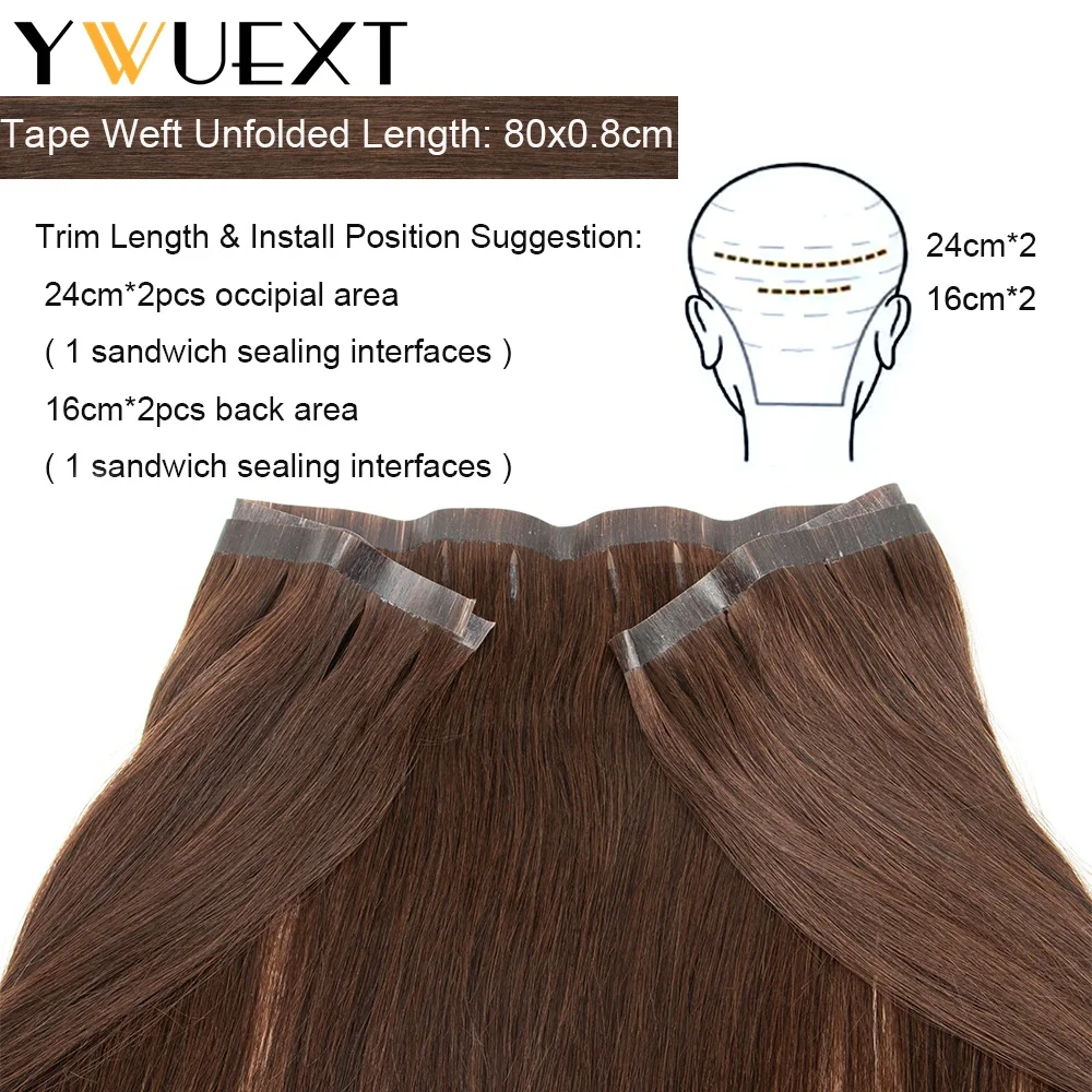 Long PU Skin Weft Bundles Tape in Human Extensions 80cm Weft No Glue Natural Real Human Hair For Fine Hair 40-50G 12-20inches