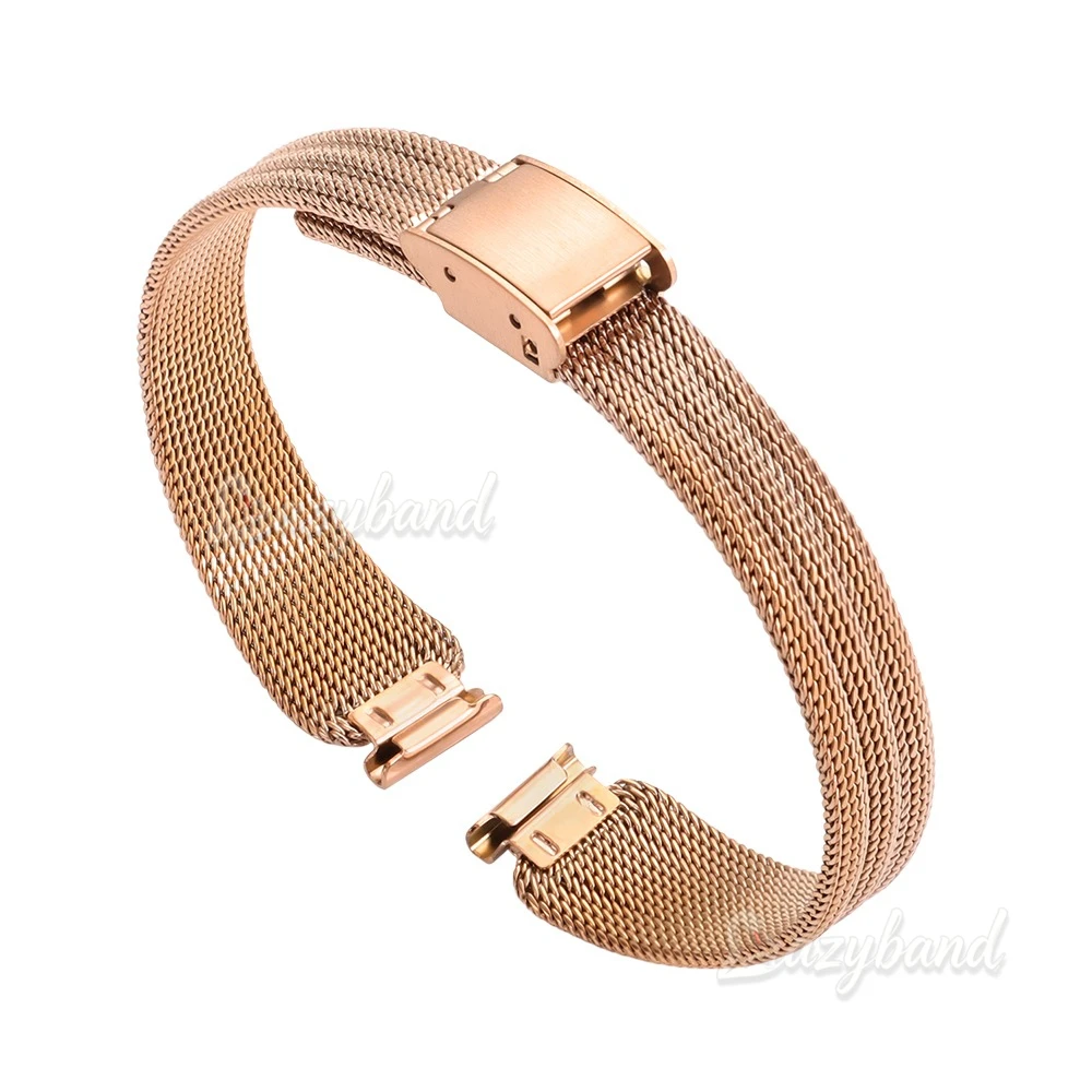 Ultra-Thin Mesh Milanese Loop Stainless Steel Women's Bracelet Strap with Folding Buckle