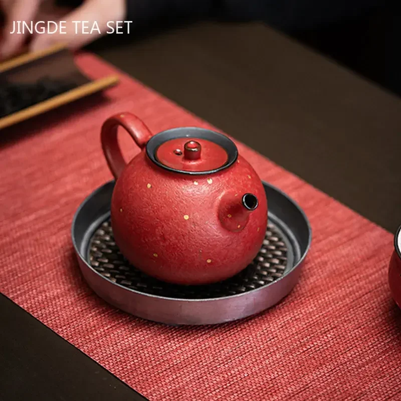 180ml Vintage Red Glaze Teapot Handmade Ceramic Beauty Tea Kettle Tradition Filter Tea Infuser Chinese Tea Ceremony Supplies