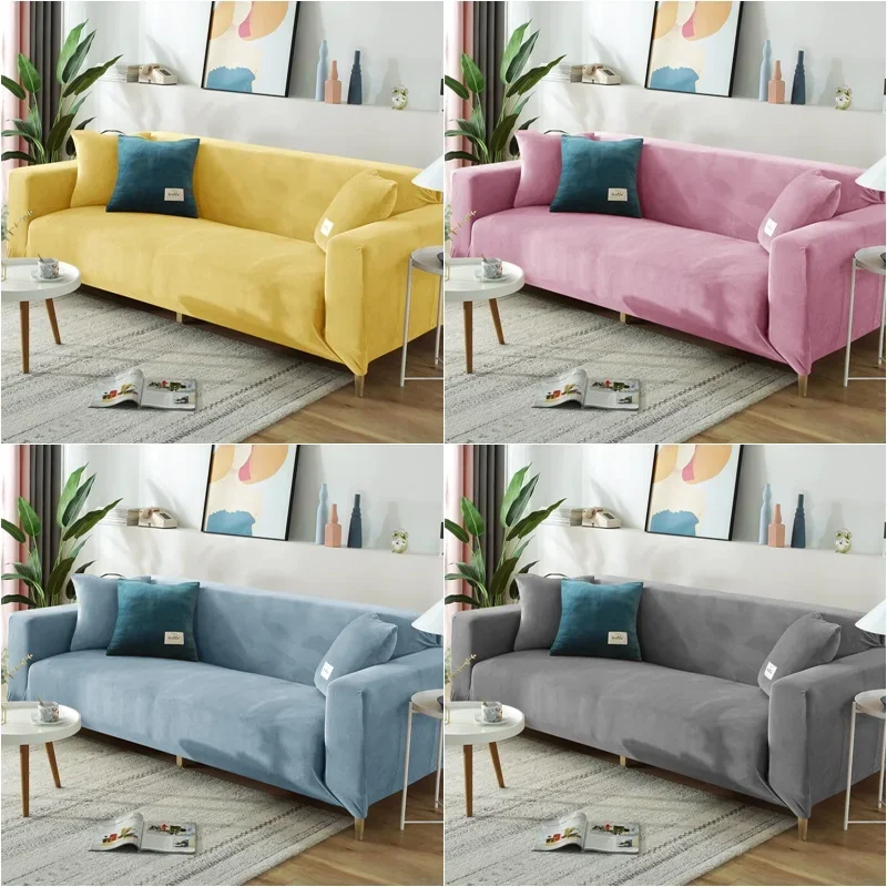 

1/2/3/4 seat Velvet Plush Sofa Cover Stretch Wrap All-inclusive Sofas Cover for Living Room Funda ArmChair Couch Slipcovers