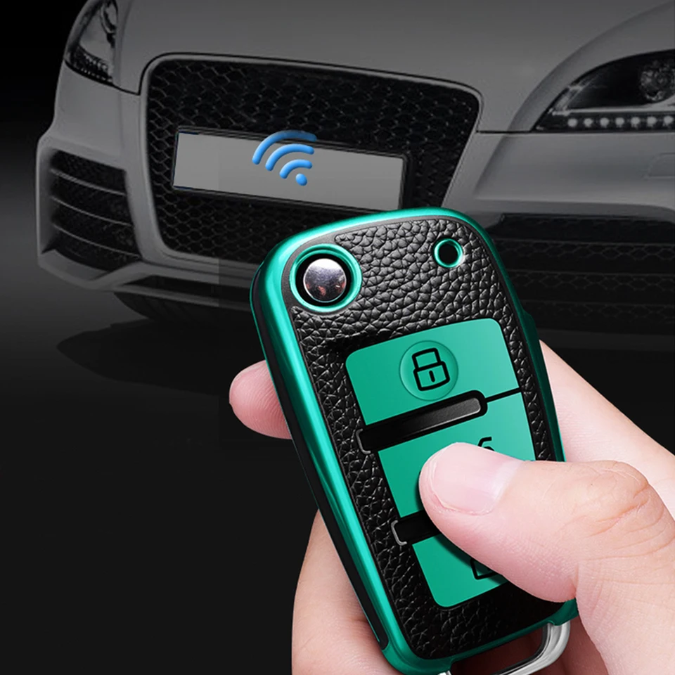 YJADHU Lederen TPU Mannen vrouwen Auto Folding Key Cover Case Shell