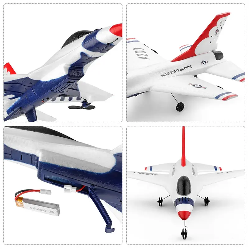 Wltoys WL XK A200 RC Airplane F-16B Drone Fixed Wing EPP Foam Remote Control Plane Aircraft Fighter Children Boy Toys Kids Gift 3