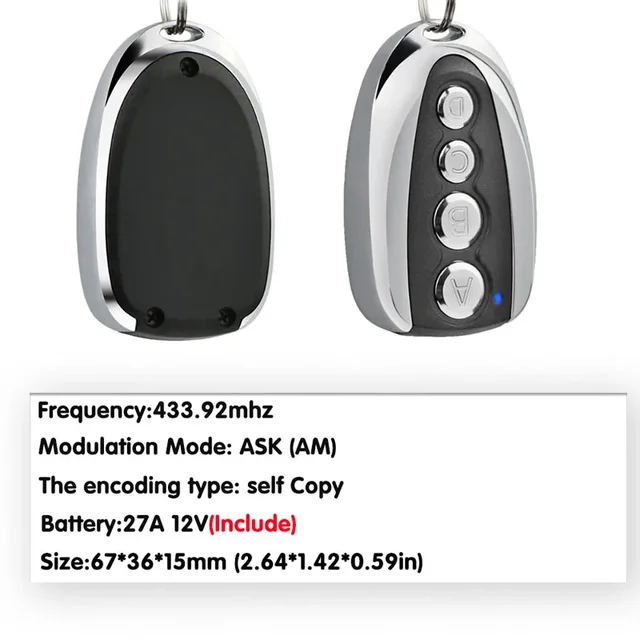 433Mhz Fixed Code Remote Duplicator Garage Door Remote Control Opener Electric Face to Face Car Gate Transmitter Newest 6