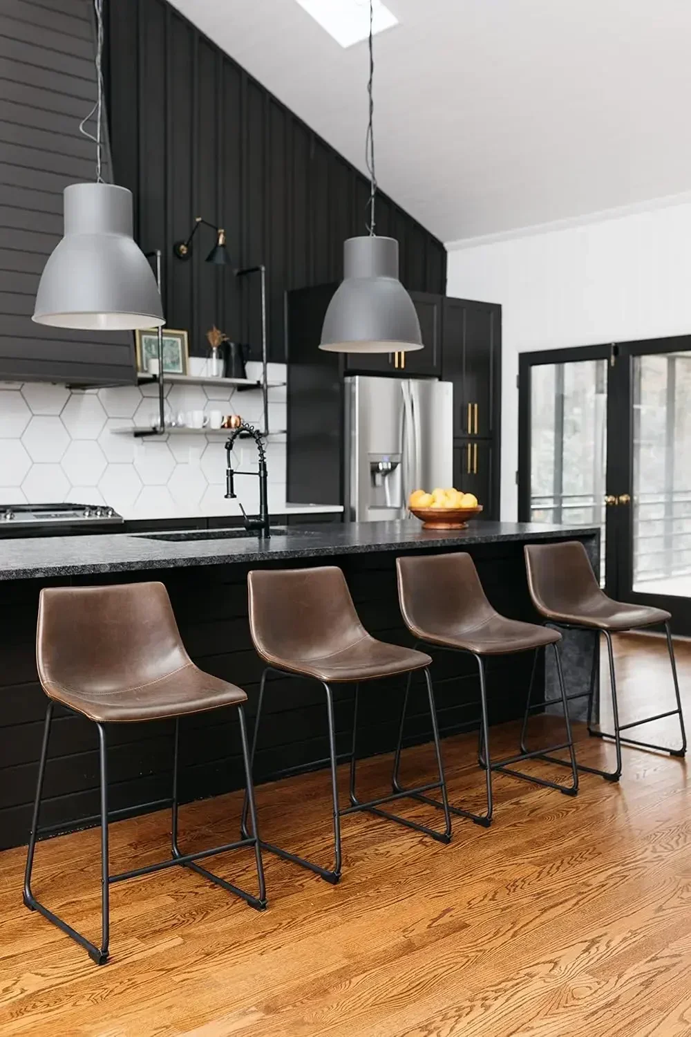 New2025-Centiar 24" Counter Height Modern Bucket Barstool 2 Count, Brown