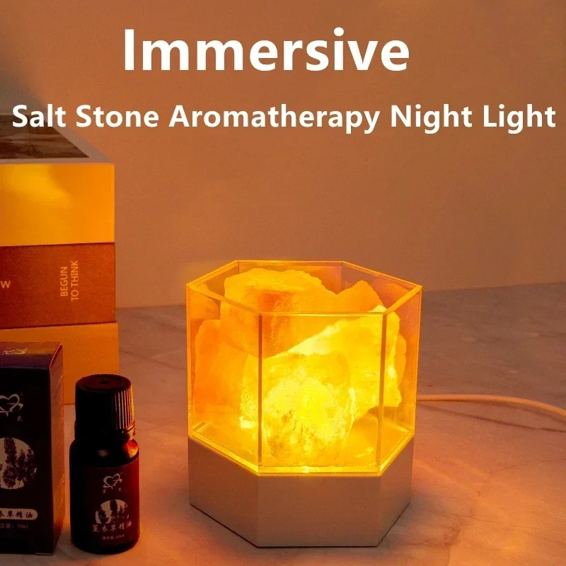 

Table Lava Lamp Rock Salt Night Lamp USB Plug Meditation Home Bedroom Decoration Warm Li LED Natural Himalayan Crystal Salt Lamp