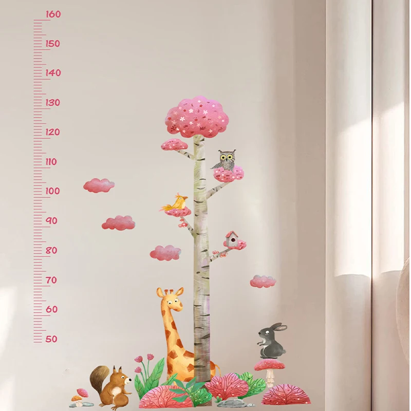 

Creative Cartoon Forest Animal Tree Height Sticker Wall Sticker Removable Decorative Sticker for Bedroom and Living Room