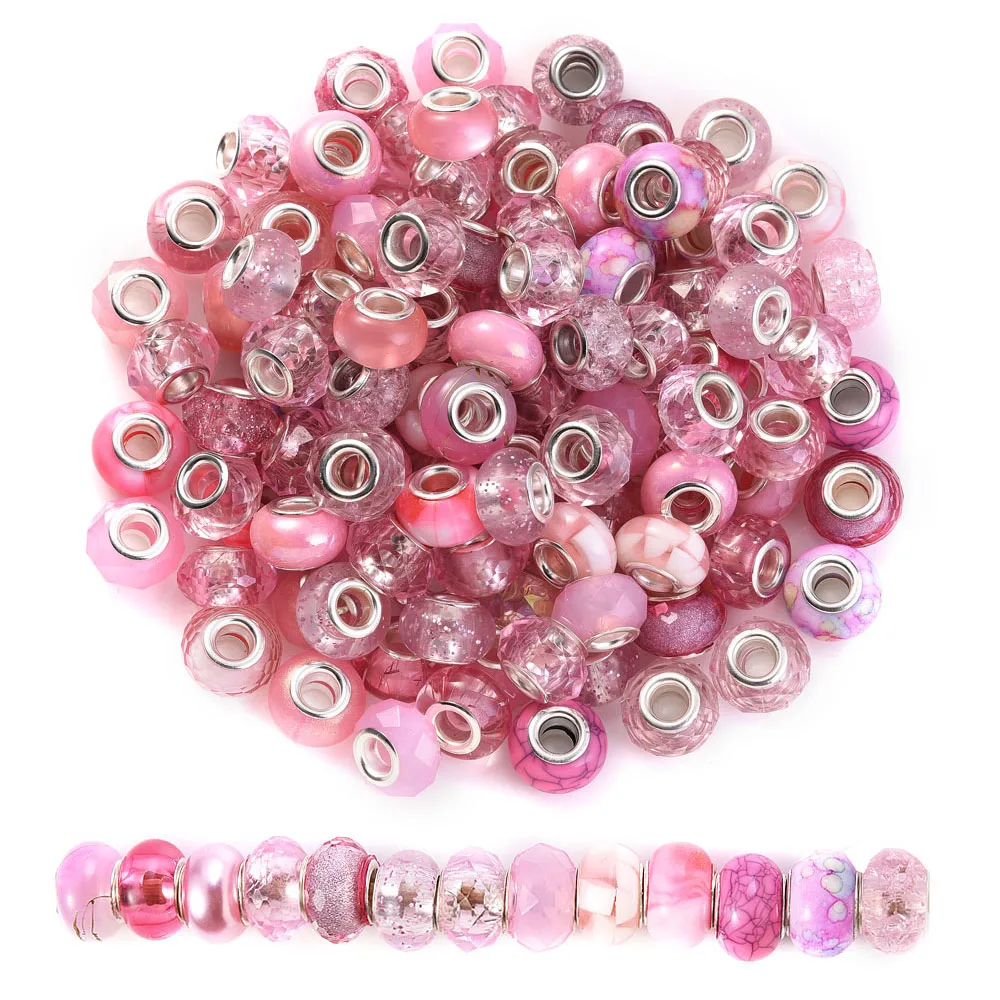 50 Stück 14 mm flache runde Acrylperlen mit großem Loch, gemischte Farben, Acryl-Abstandsperlen für DIY-Anhänger, Armband, Halskette, Schmuckherstellung – Detail 16