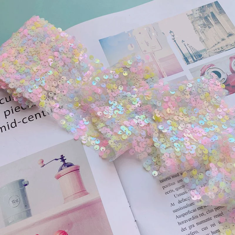 Sequins Organza Ribbon 5yards/lot 80mm For Gift Bow Packaging Clothes Sewing ribbon decoration ribbon supplies organza ribbon wrapping ribbon sewing ribbon sequins ribbon