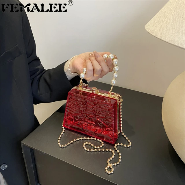 Acrylic Evening Clutch Women  Elegant Evening Bags Pearls - Transparent  Handbag - Aliexpress