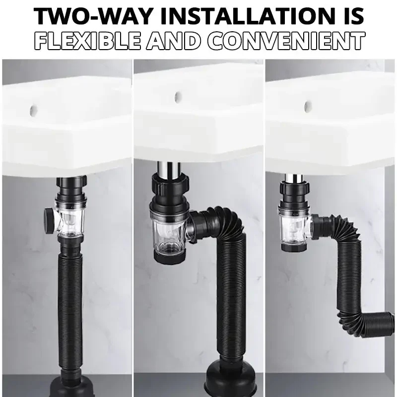 Universal Sink Drain Pipe Set Retractable Deodorant Sewer Drainage Water Hose Wash Basin Drainer Bathroom Kitchen Accessories sink drain pipe set