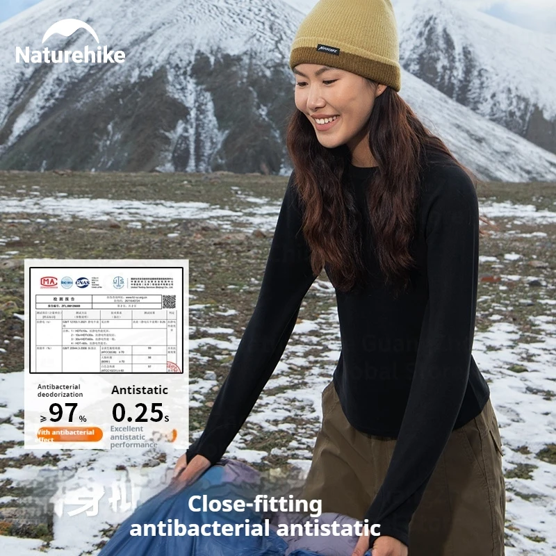 Naturehike Thermal Underwear Outdoor Hiking Travel Fleece Undershirt Breathable for Men Women Winter Warm Sports Clothes S-XXL
