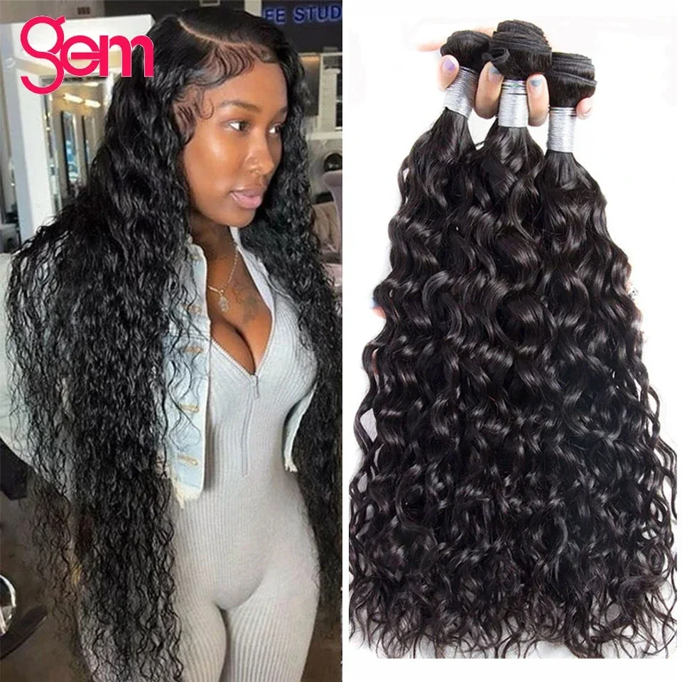 Water Wave Bundles 10A Peruvian Virgin 100% Human Hair Bundles 30 32 Inch 1 3 4 Bundles Deal Wet And Wavy Curly Hair Extensions