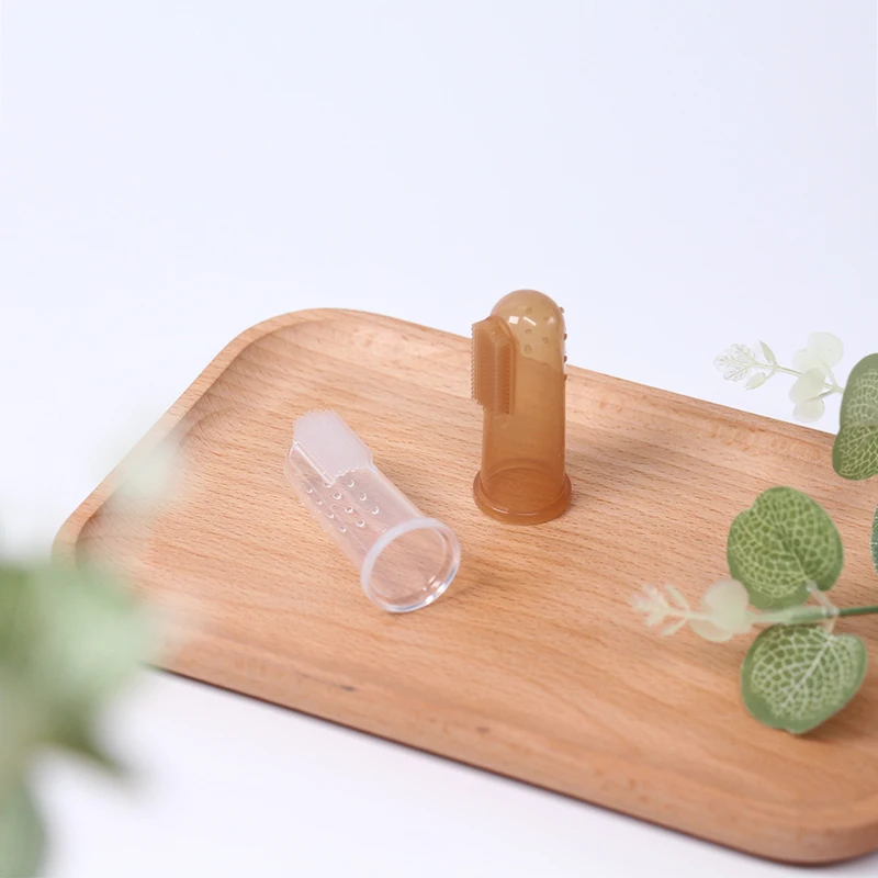 Baby Toothbrush 2 Pcs Transparent Soft Silicone Bpa Free For Infant Teeth
