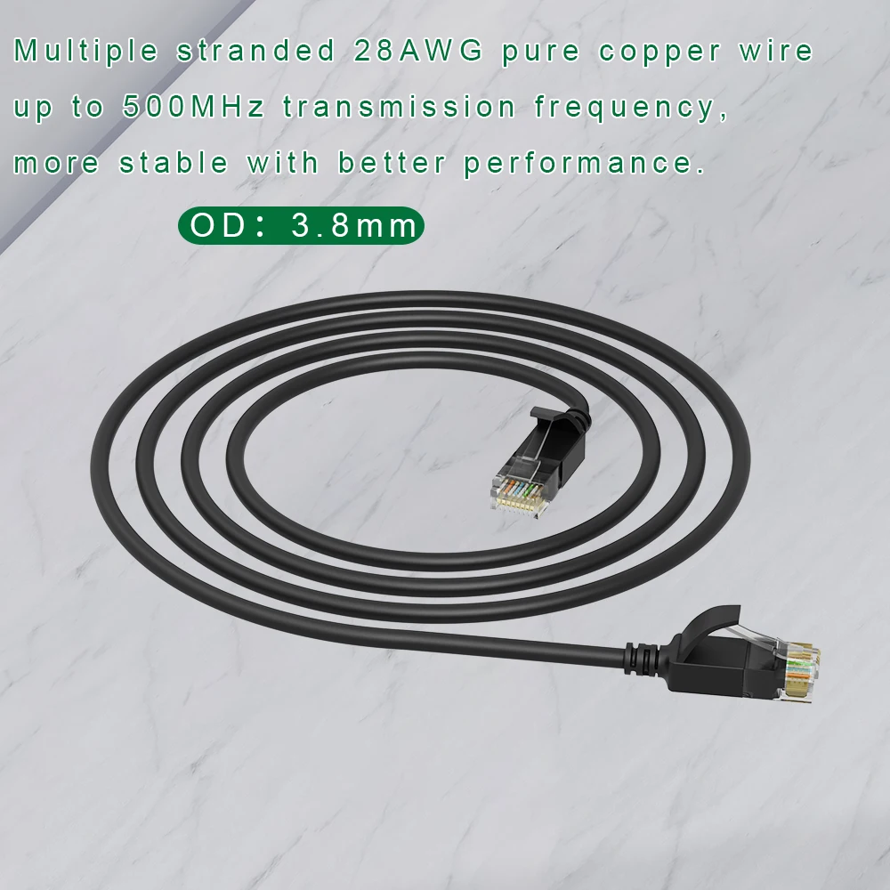 Patchtek 슬림 이더넷 케이블 RJ 45 Lan 10Gbps CAT 6A 이더넷 케이블 패치 코드 PS5 라우터 용 UTP 고속 컴퓨터 와이어
