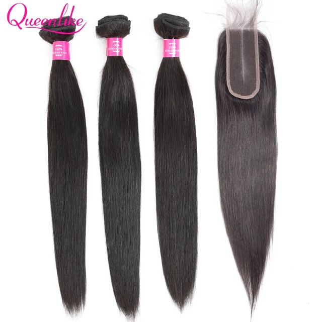 Queenlike 20 20 20 Straight Tissage Cheveux Humain 100% Mèches Cheveux Humain Avec Closures 2X6 HD Closure Cheveux Humain Avec Tissage Humain Hair Tissage Cheveux Naturels Humains Livraison 3 Jours France 1