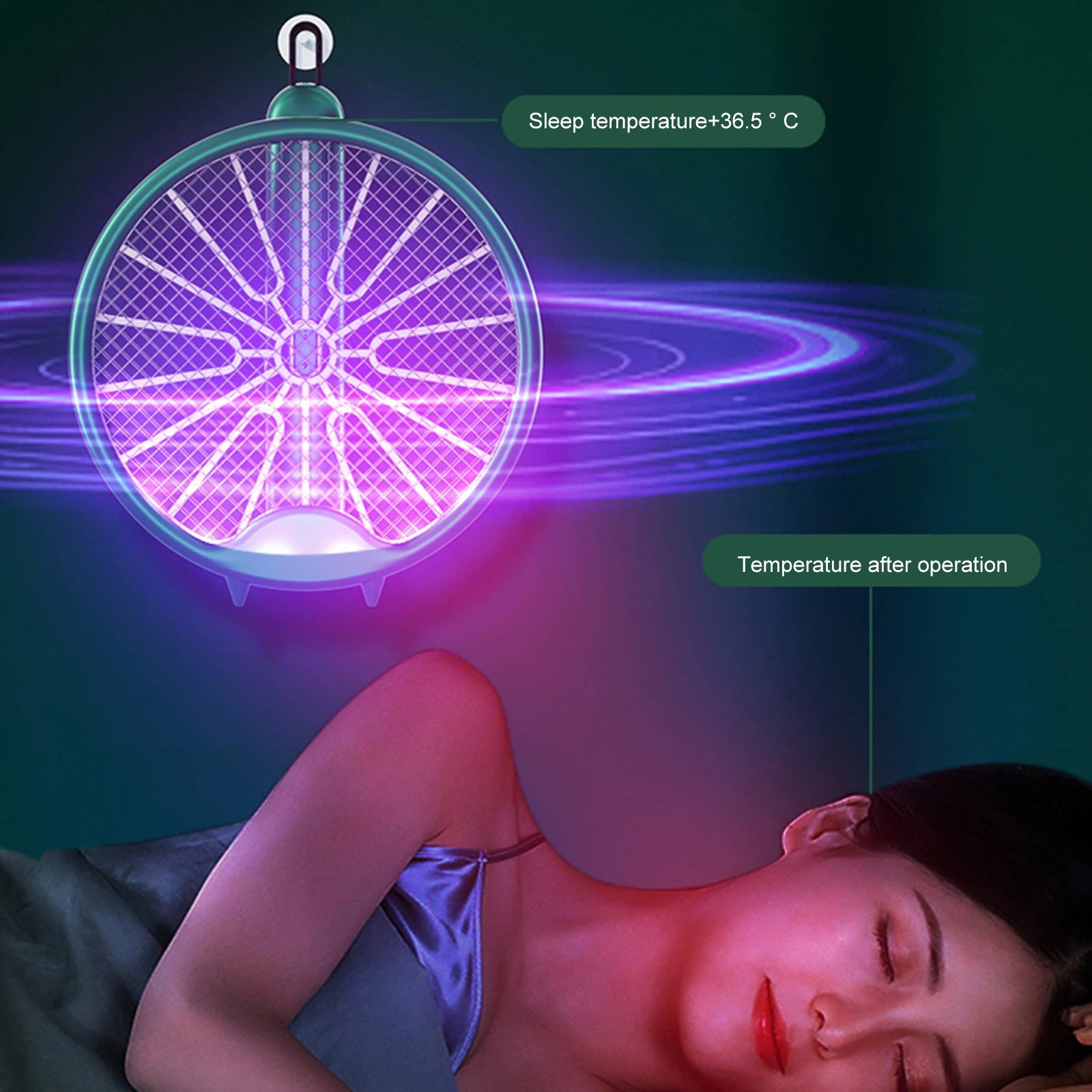 Electric Mosquito Racket Wall-mounted Fly Swatter UV Light Rotatable Fly Trap USB Rechargeable Pest  Bug Zapper Tools for Indoor