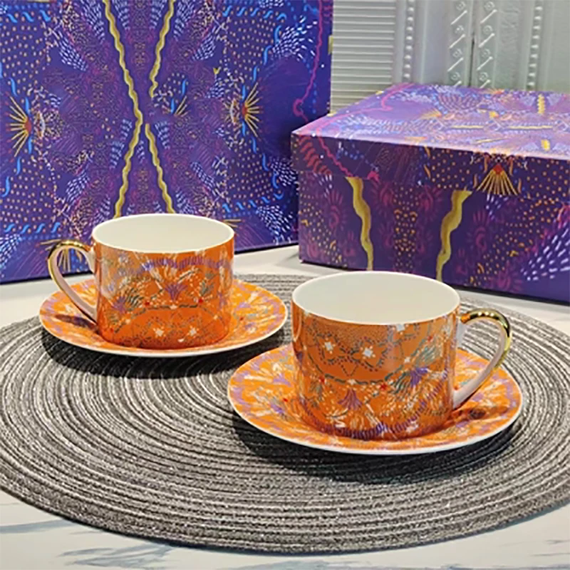 Tableware Plate Round Classic Limoges Porcelain Coffee Cup Saucer Christmas Tray Wedding Dinner Tool Dessert Salver 4pcs/Set