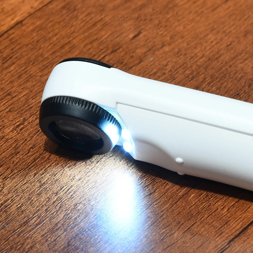 40X Handheld Magnifier Illuminated Jewelers Loupe Magnifier with 2 LED Lights Jeweler Eye Jewelers Loupe for Jewelry Identifying