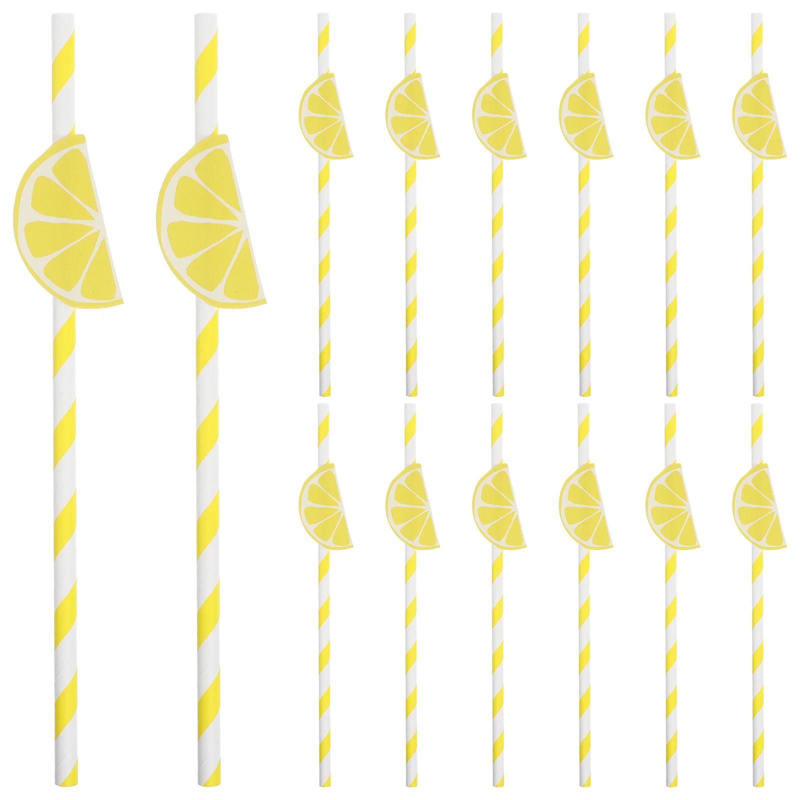 20 Pcs Lemon Paper Straws Fruit Birthday for Bachelorette Party Cup Yellow Holiday Milk Tea Drinks