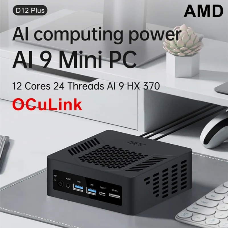 Topton Mini PC Gamer Oculink AMD Ryzen AI 9 HX 370 365 PRO 360