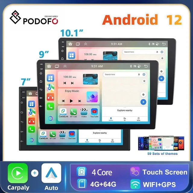 Achetez en gros Podofo 1 Din 9 ''autoradio Android 13 Auto électronique 2  64gb Sans Fil Carplay Android Auto 1080p Rds Hi-fi Soutien Ahd Caméra Chine  et 1 Din 9 ''autoradio 1080p