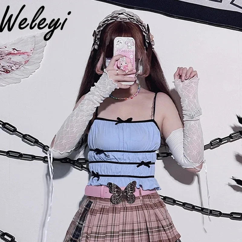 

Cute All Match Camisole T Shirt Women's 2024 Summer Sweet and Spicy Stacked Inner and Outer Wear Backless Sleeveless Short Tees