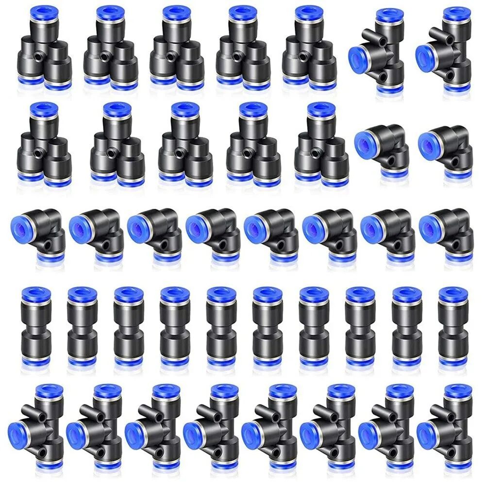 

40pcs Quick Connector Kit 6mm OD 1/4 Inch Plastic Pneumatic Push Connector Line Fitting V-type Y-Joint E-joint U-shaped Air Tool