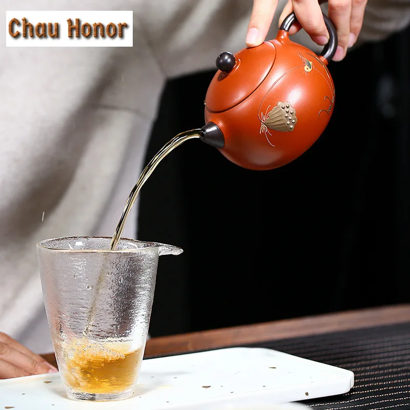 240ml Yixing Raw Ore Zhu Ni Lotus Xi Shi Purple Clay TeaPot Handmade Household Kung Fu Tea Set Tea Ceremony Drinkware Customized