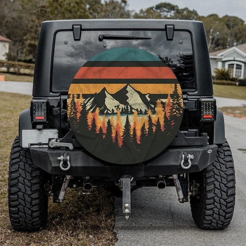 

Vintage Mountain Hippie Tire Cover Universal Wheel Tire Cover for Trailer, RV, SUV, Truck