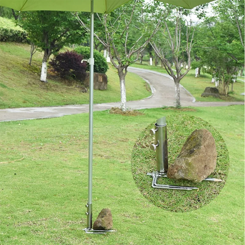 Durable Stainless Steel Beach Umbrella Anchor with Wind Protection Base